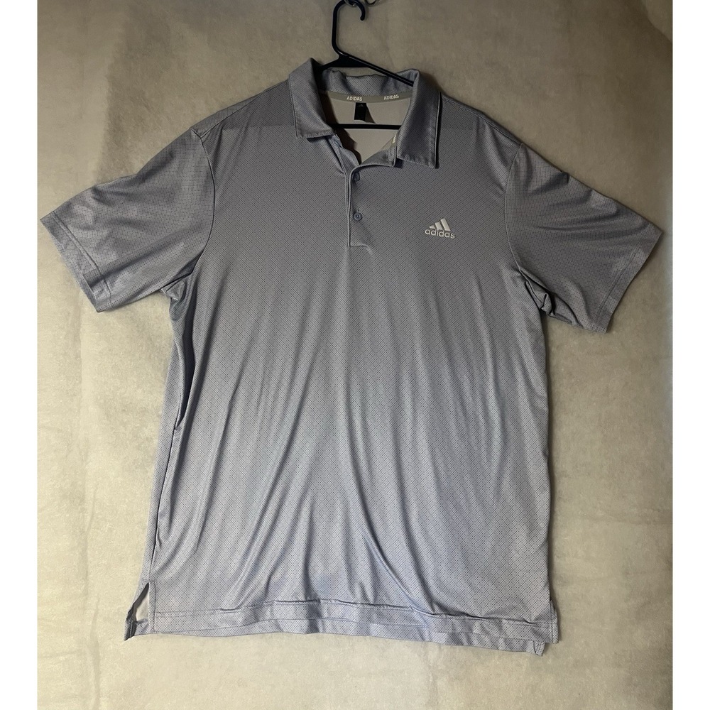 Adidas Men's Golf Polo Polka Dot Shirt Size Large Blue